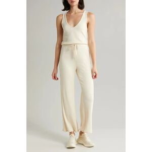 Beyond Yoga Jetsetter Rib Jumpsuit Women's XL Off White Ivory Comfort Travel NWT